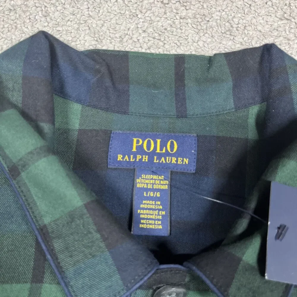 Polo Ralph Lauren Pajama Shirt Mens Large Sleepwear Plaid Comfy Cozy Cabin NWT - Picture 3 of 14